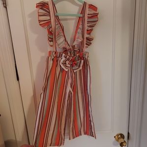 NWOT Lenny Lemons Striped Palazzo Pants with Ruffle Suspenders